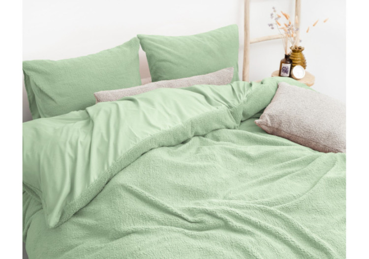 Housse de Couette Teddy - Vert Clair 140 x 220 cm - 17015575 - Sleeptime 2