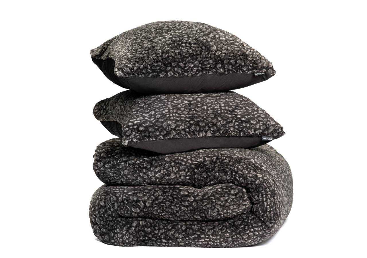 Housse de Couette Teddy Tigre Noir - 240 x 200/220 cm, Confort Luxueux - 17019158 - Sleeptime