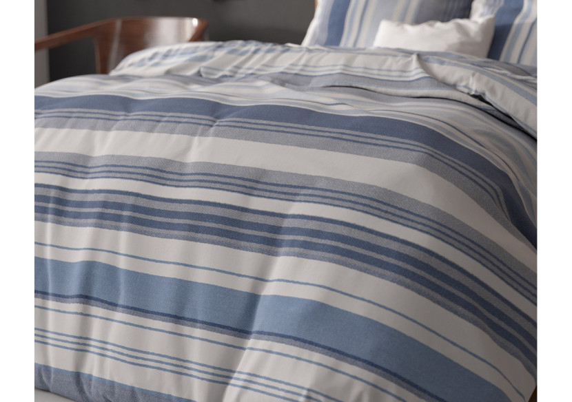 Housse de Couette Stripy Blauw - 140 x 200/220 cm, 80% Coton - 17018371 - Sleeptime