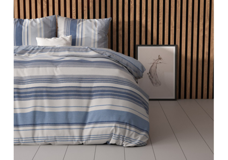 Housse de couette Stripy Blauw - 200 x 200/220 cm, 80% coton 20% polyester - 17018372 - Sleeptime 2