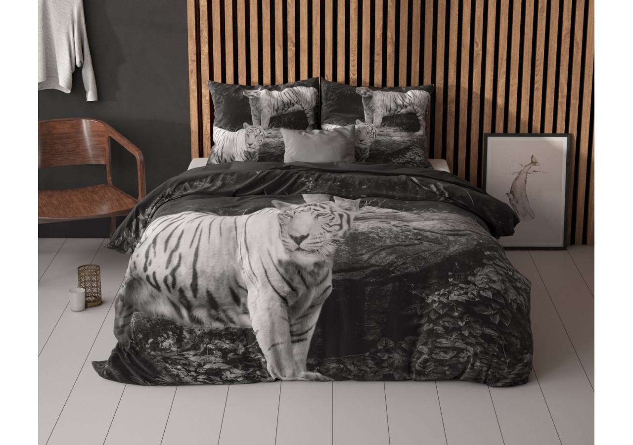 Housse de Couette Pure Tigers Grise - 200 x 200/220 cm en Coton Luxe - 14018697 - Sleeptime