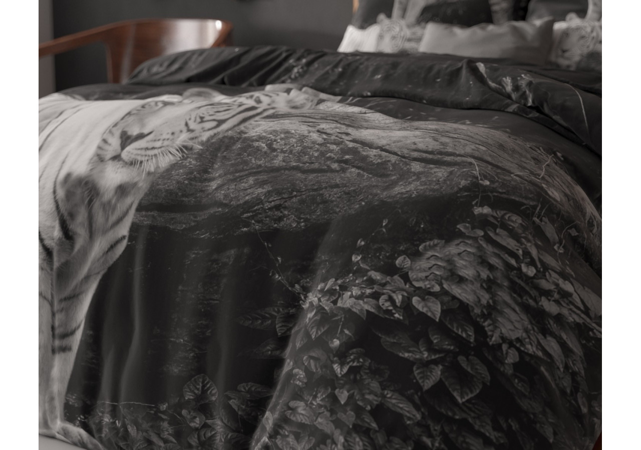 Housse de Couette Pure Tigers Grise - 200 x 200/220 cm en Coton Luxe - 14018697 - Sleeptime
