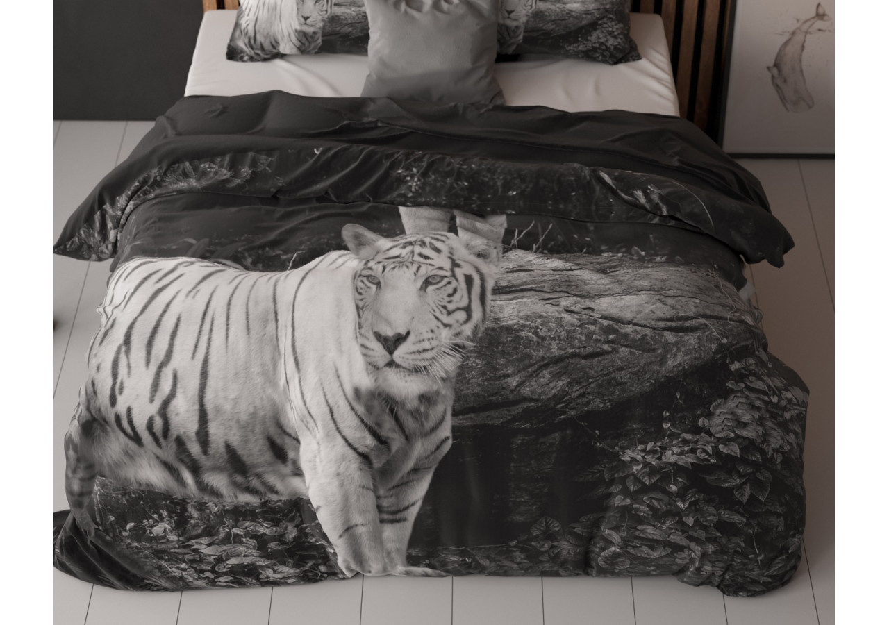 Housse de Couette Pure Tigers Grise - 200 x 200/220 cm en Coton Luxe - 14018697 - Sleeptime