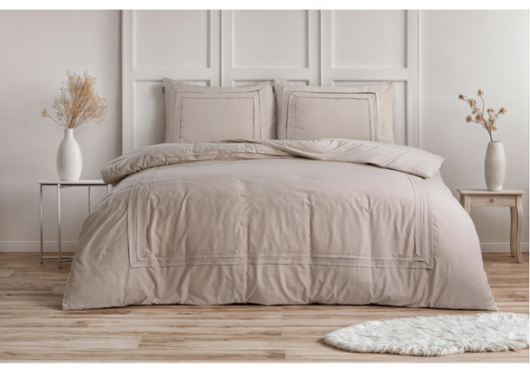 Housse de couette Tailored Taupe - 200 x 200/220 cm, 100% microfibre - 17020175 - Sleeptime