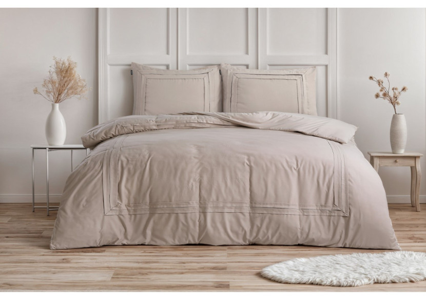 Housse de couette Tailored Taupe - 240 x 200/220 cm, 100% microfibre - 17020176 - Sleeptime