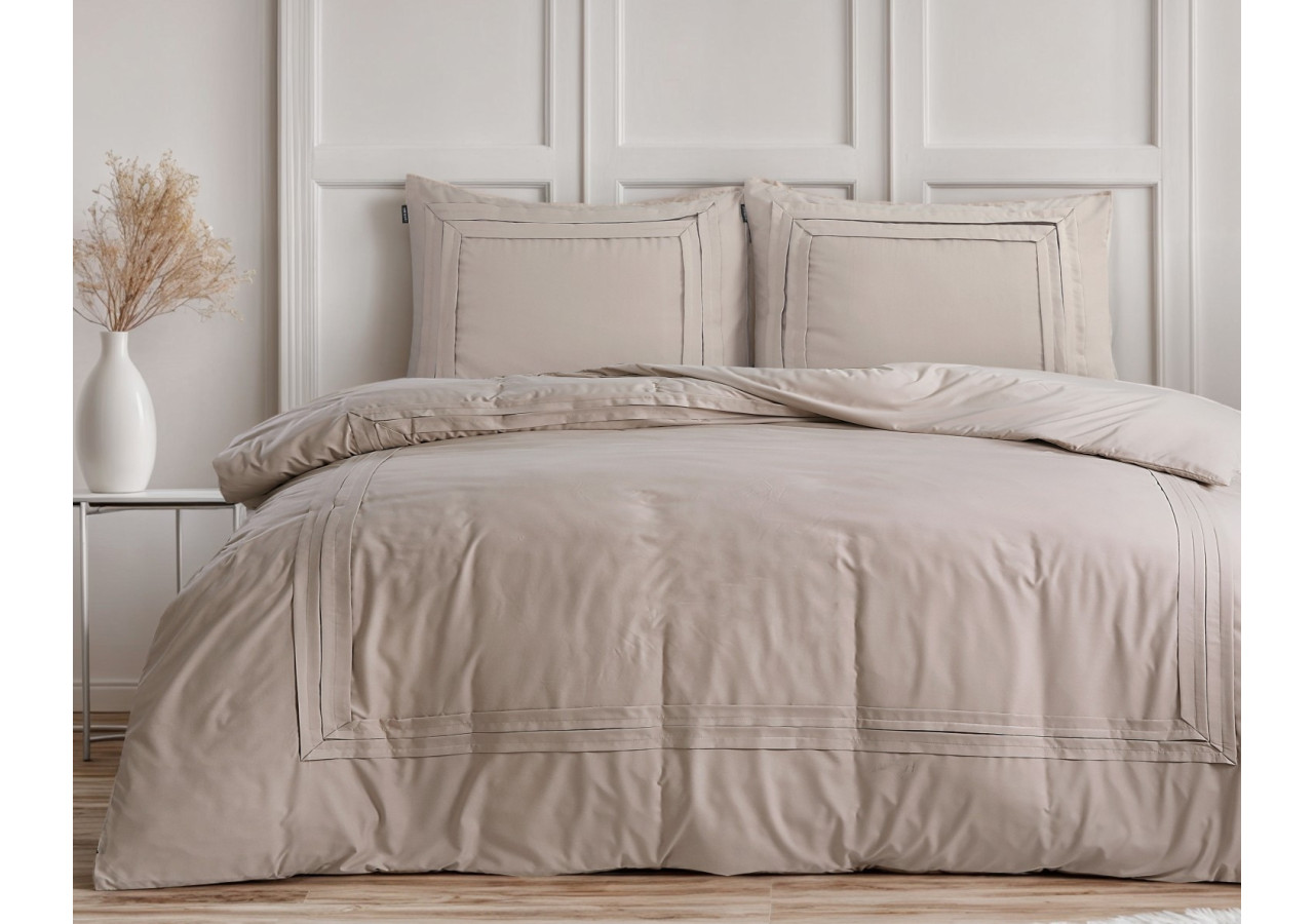 Housse de couette Tailored Taupe - 240 x 200/220 cm, 100% microfibre - 17020176 - Sleeptime