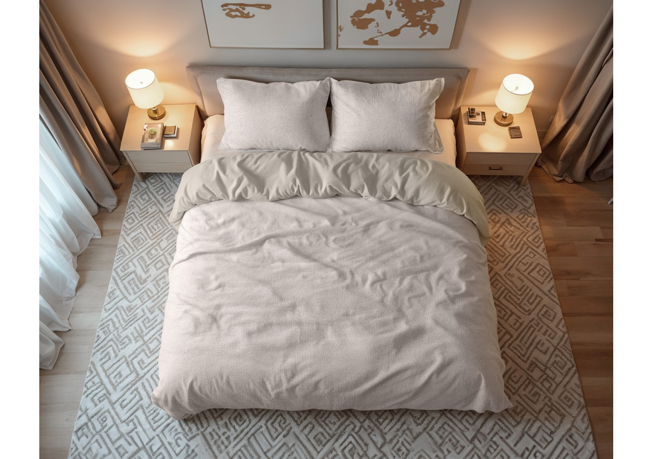 Housse de Couette Teddy Taupe - 140 x 200/220 cm, Luxe et Confort - 17020198 - Sleeptime