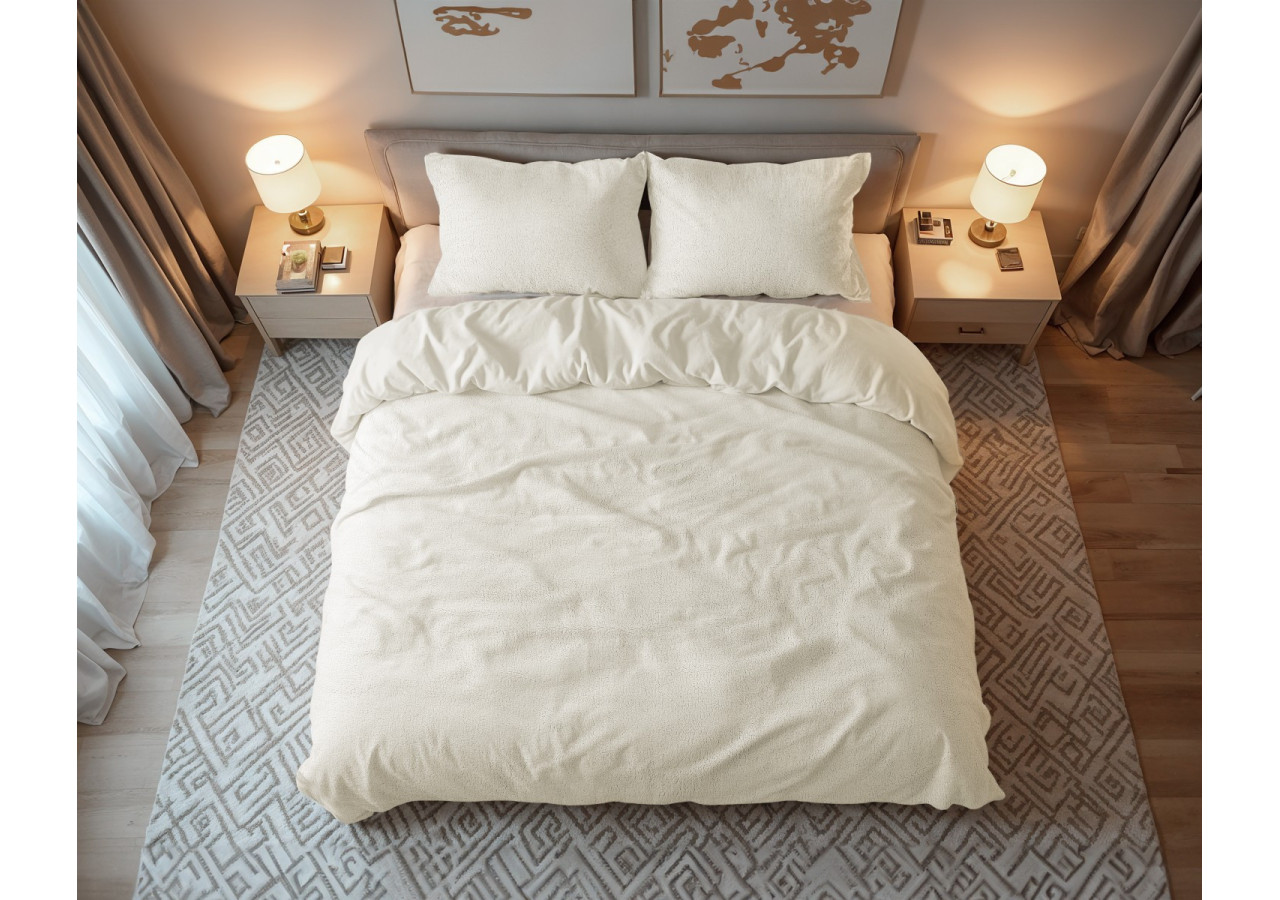 Housse de Couette Teddy Beige - 100% Teddy et Coton, 140 x 200/220 cm - 17020201 - Sleeptime