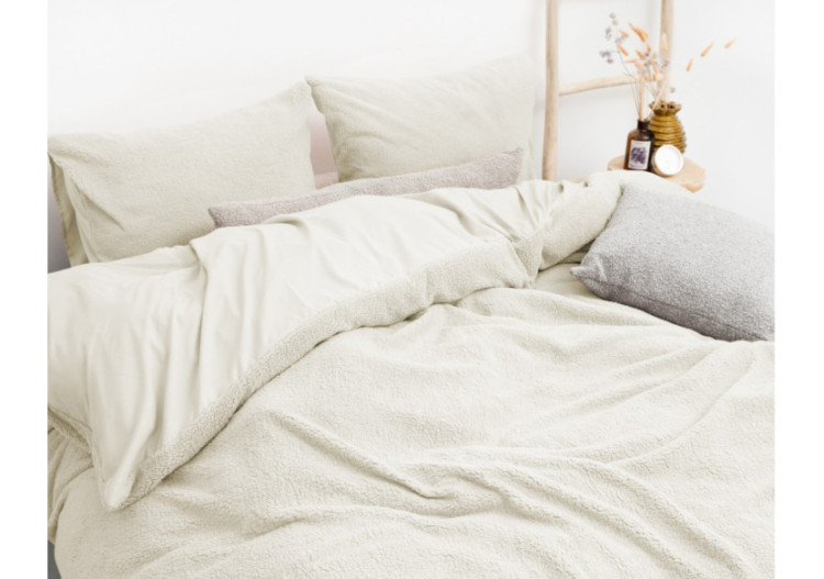 Housse de Couette Teddy Beige - 100% Teddy et Coton, 240 x 200/220 cm - 17020203 - Sleeptime 2