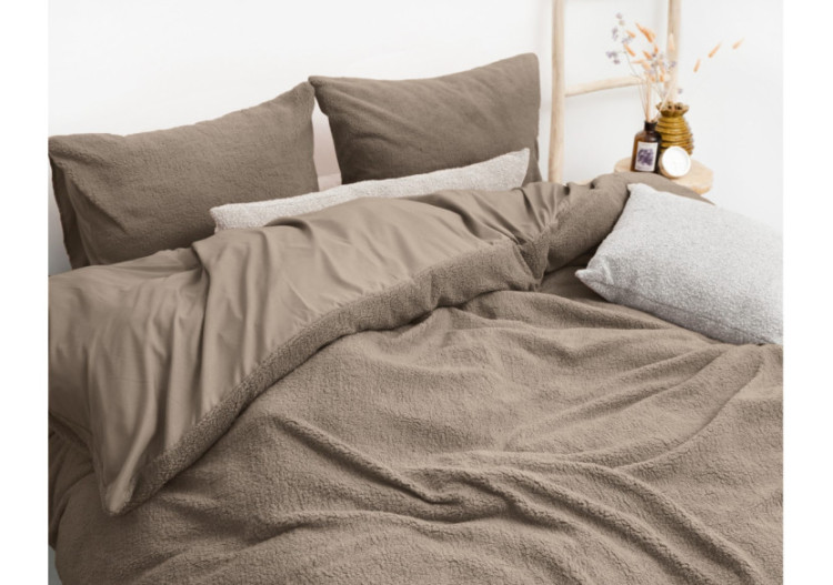 Housse de Couette Teddy Taupe - 200 x 200/220 cm, Luxe et Confort - 17020205 - Sleeptime 2