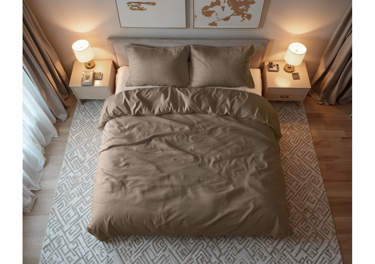 Housse de Couette Teddy Taupe - 240 x 200/220 cm, Luxe et Confort - 17020206 - Sleeptime