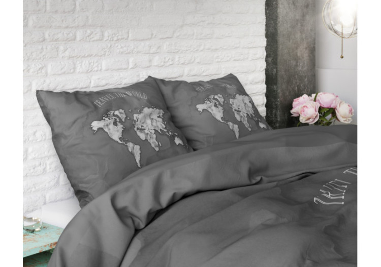 Housse de Couette Marble World Antracite - 135 x 200/220cm en Coton - 17017446 - Sleeptime 2