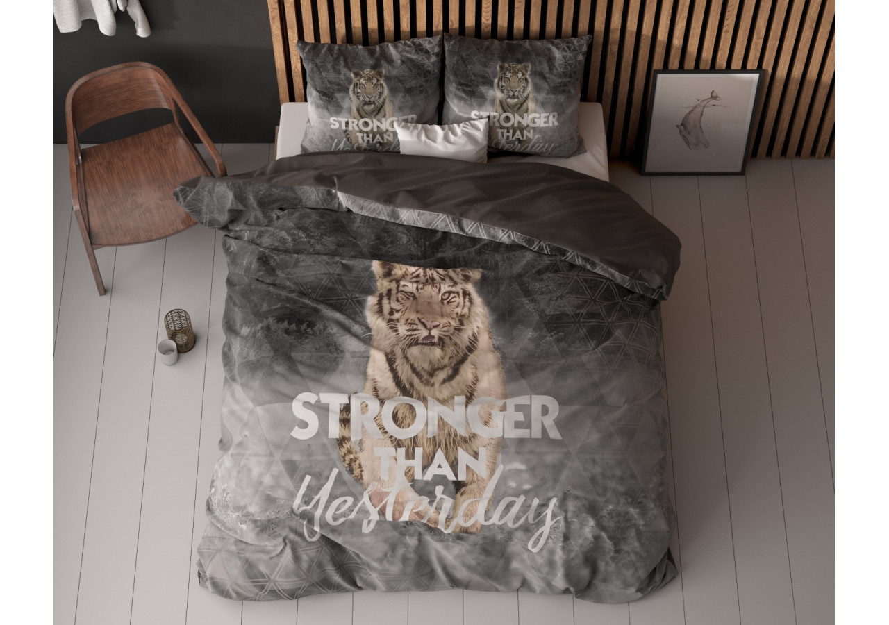 Housse de Couette Stronger Grise - 100% Coton, 135 x 200/220 cm - 15020869 - Sleeptime