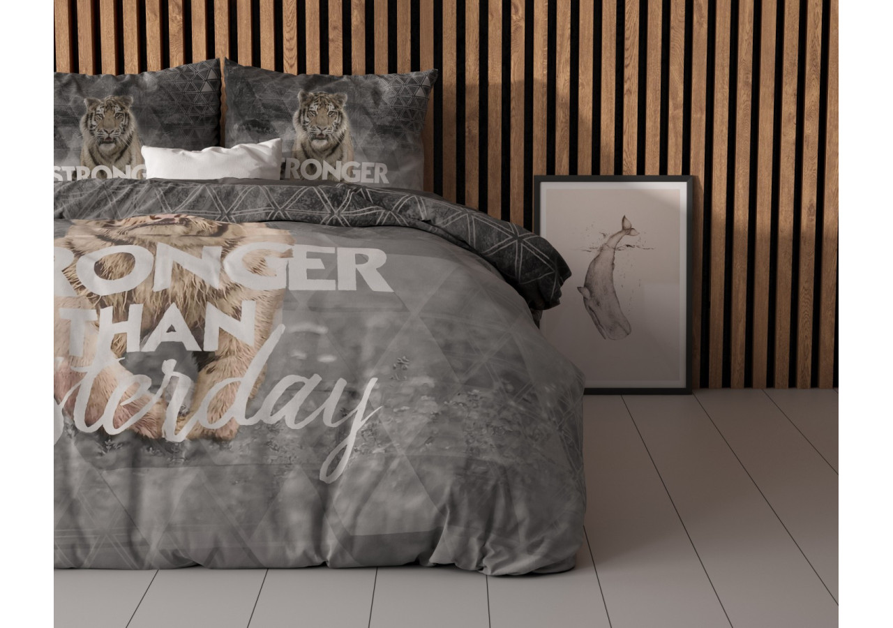 Housse de Couette Stronger Grise - 100% Coton, 135 x 200/220 cm - 15020869 - Sleeptime