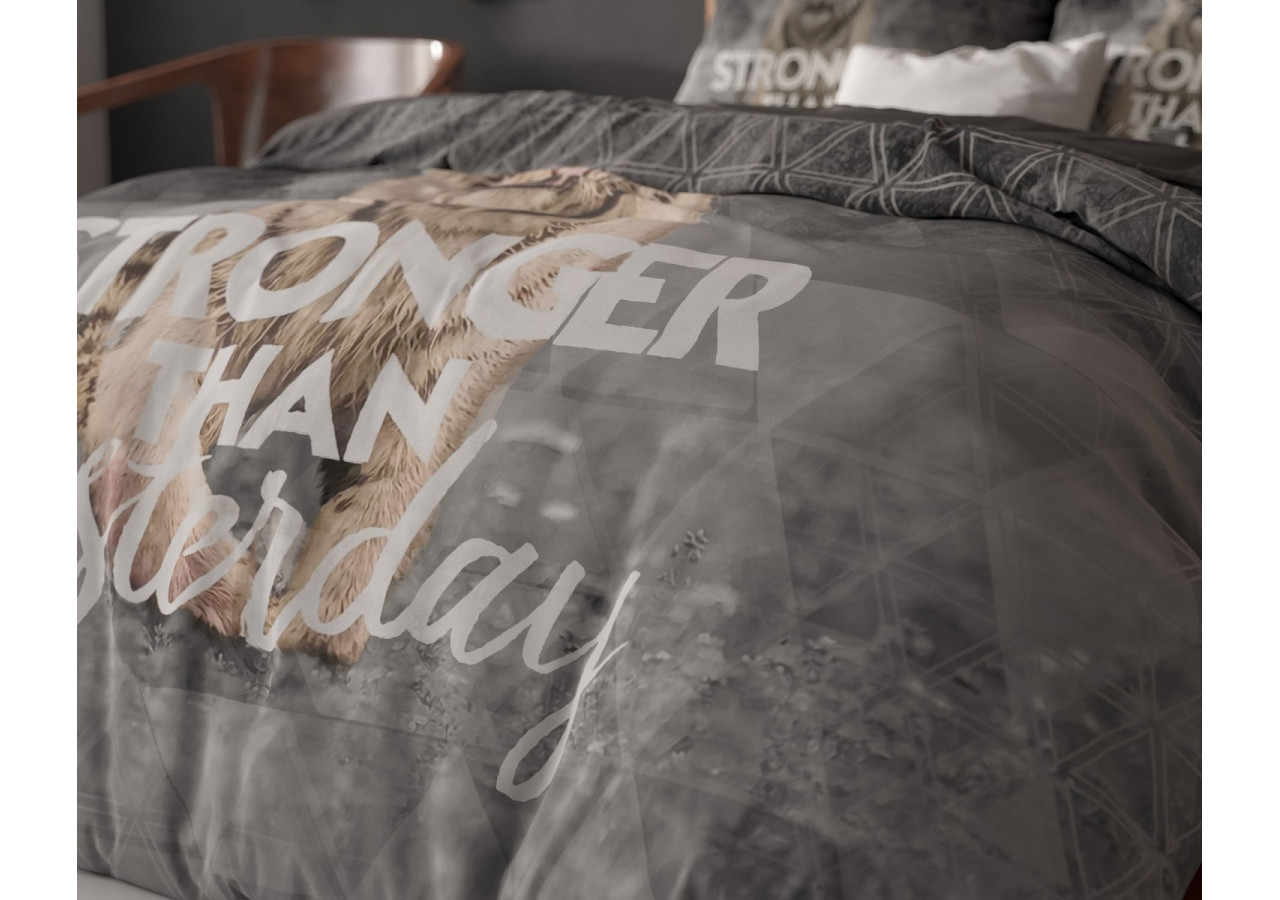 Housse de Couette Stronger Grise - 100% Coton, 135 x 200/220 cm - 15020869 - Sleeptime