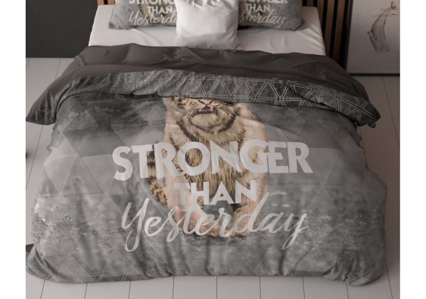 Housse de Couette Stronger Grise - 100% Coton, 135 x 200/220 cm - 15020869 - Sleeptime