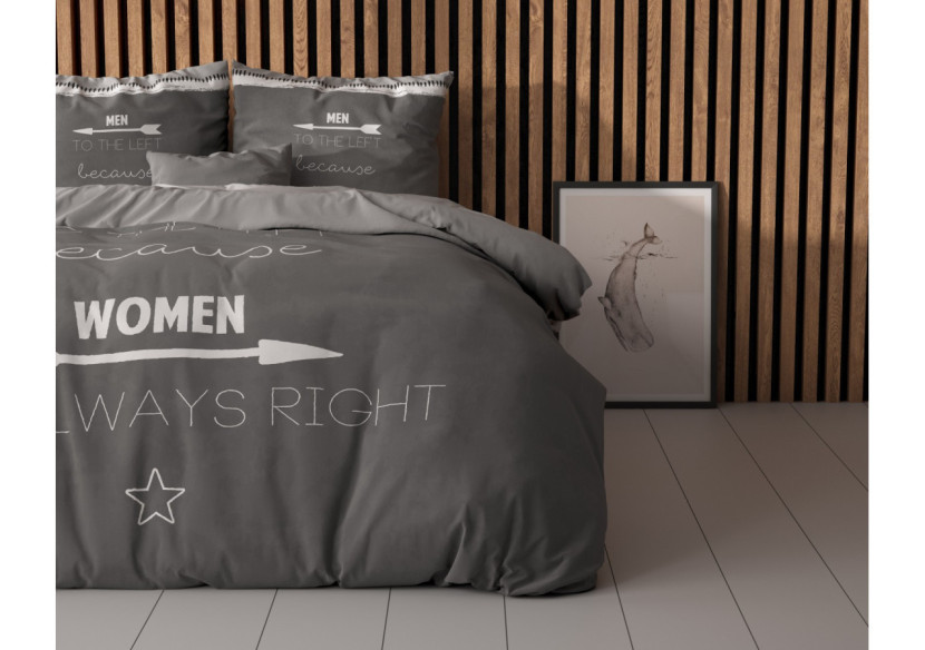 Housse de Couette Women Always Right - Antracite 135 x 200/220 cm en Coton - 17017448 - Sleeptime