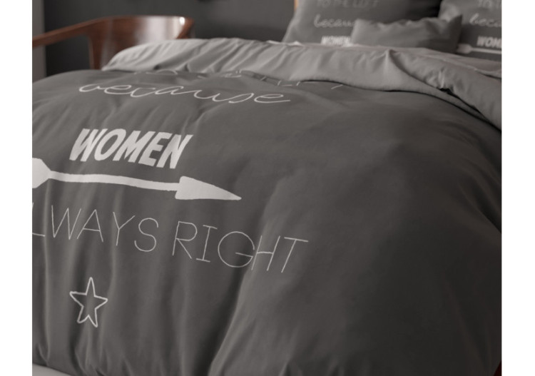Housse de Couette Women Always Right - Antracite 135 x 200/220 cm en Coton - 17017448 - Sleeptime 2