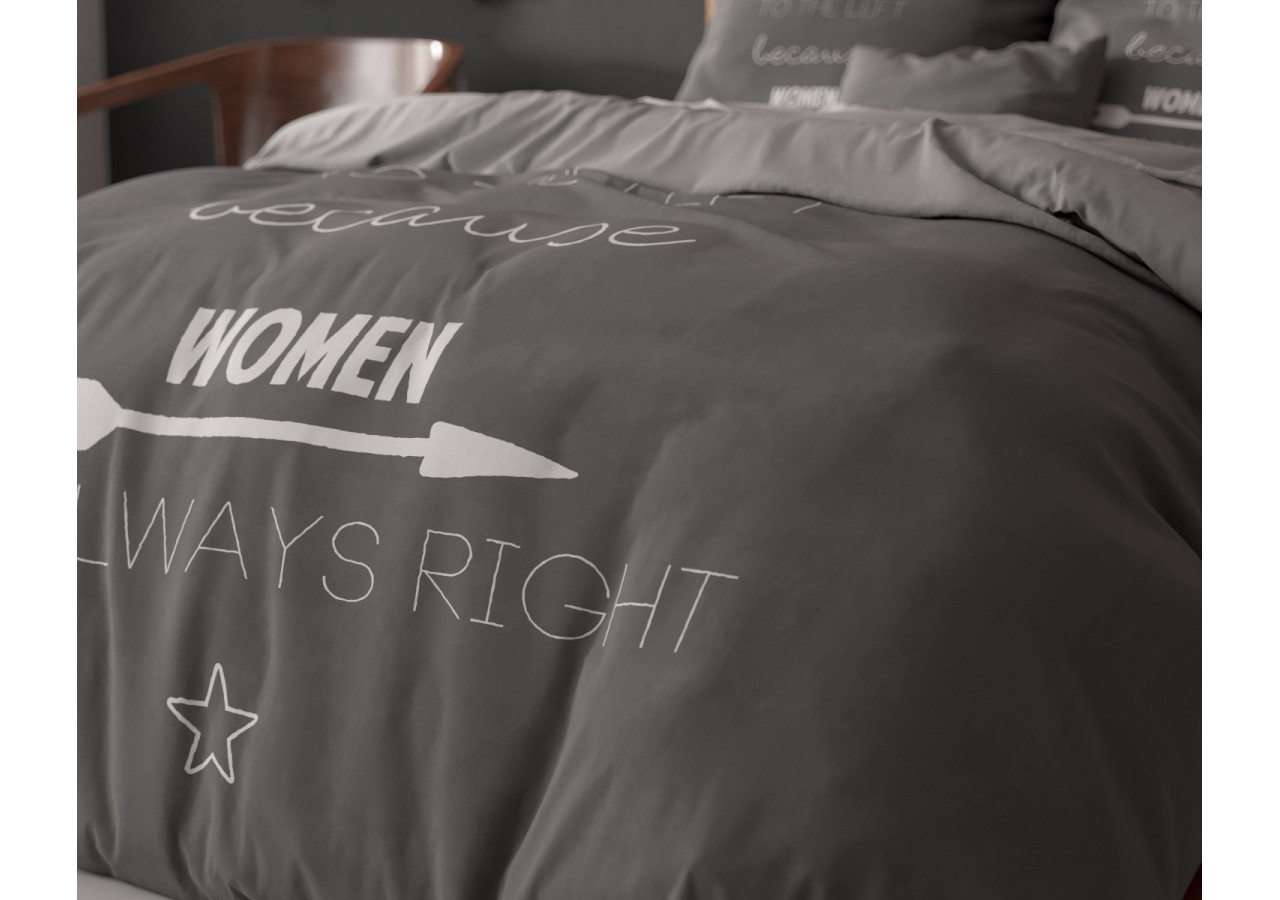 Housse de Couette Women Always Right - Antracite 135 x 200/220 cm en Coton - 17017448 - Sleeptime