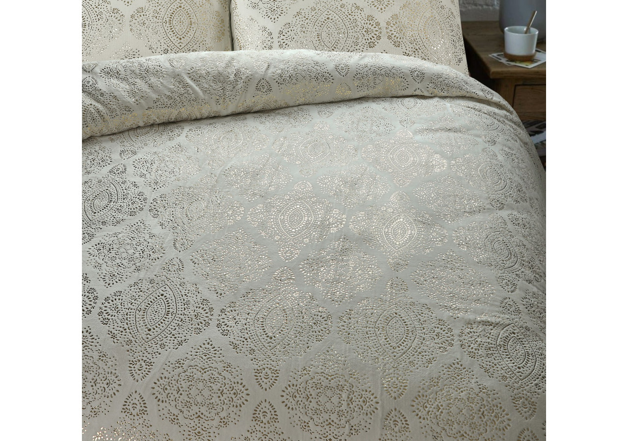 Housse de Couette Glamour Flanel Art - Crème 140 x 200/220 cm - 17019057 - Sleeptime