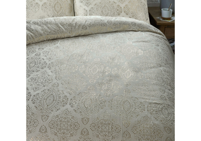 Housse de Couette Glamour Flanel Art - Crème 140 x 200/220 cm - 17019057 - Sleeptime