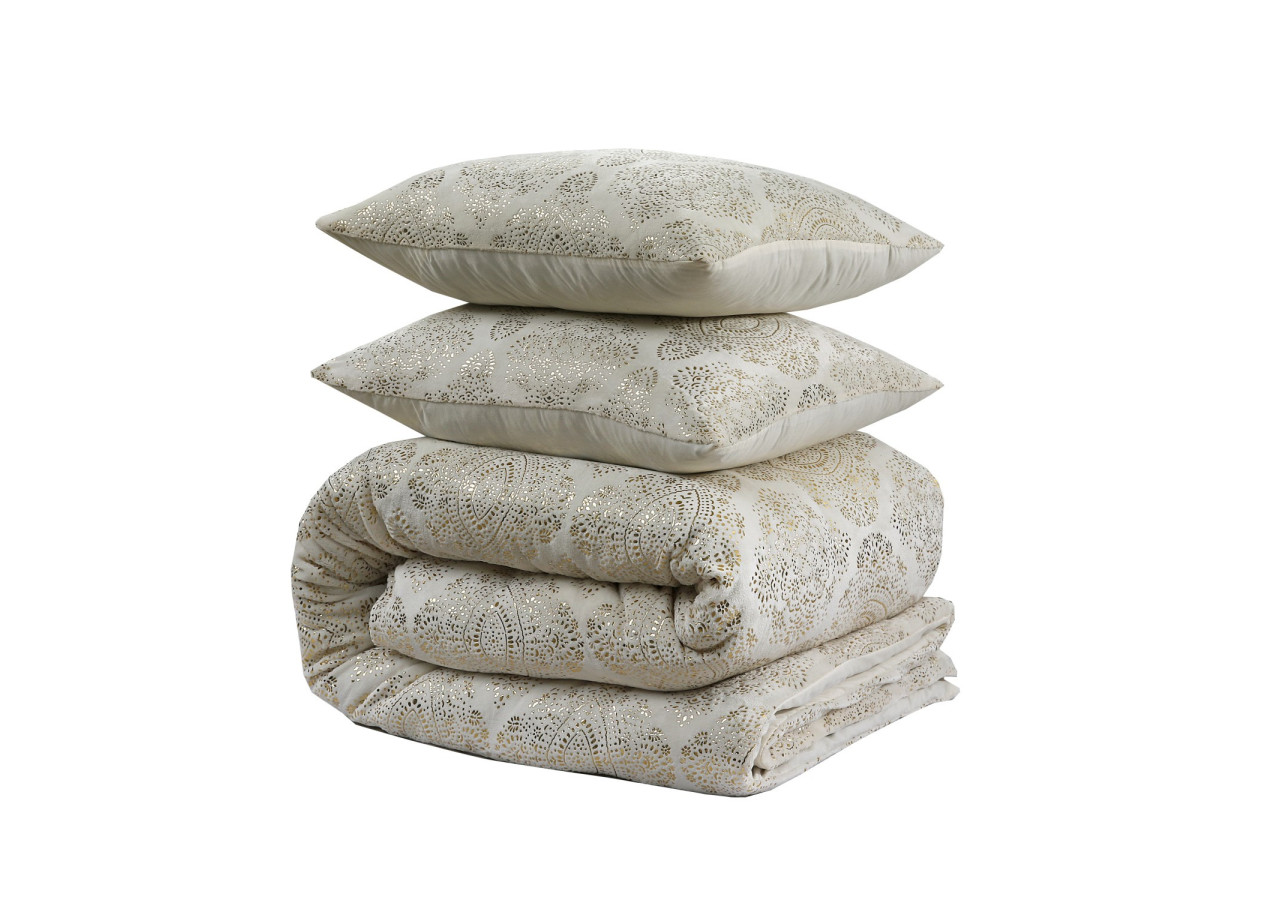 Housse de Couette Glamour Flanel Art - Crème 240 x 200/220 cm - 17019059 - Sleeptime