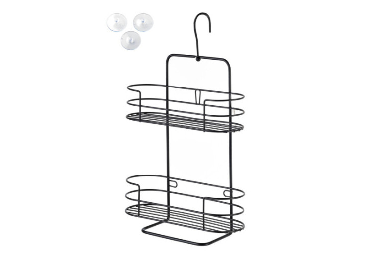 Étagère de salle de bain CARL BLACK - 2 niveaux, 33 x 25 x 9.5 cm - HTWM9823 - Bathlab By Mondex