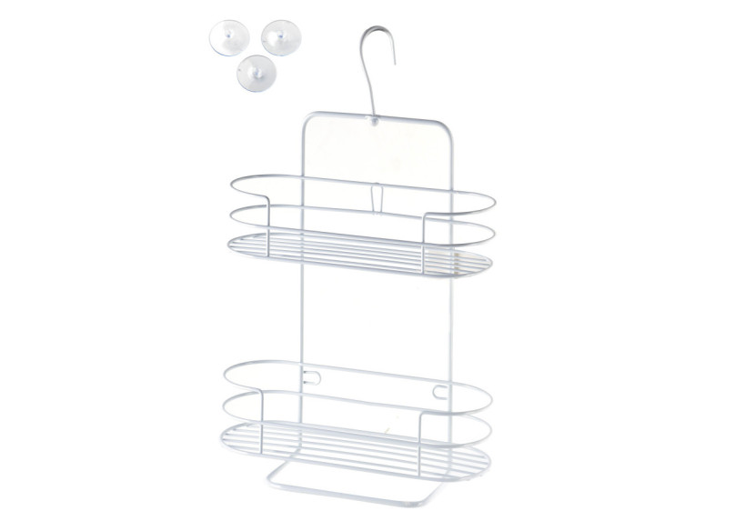 Étagère de salle de bain CARL WHITE - 2 niveaux, 33 x 25 x 9.5 cm - HTWM9847 - Bathlab By Mondex