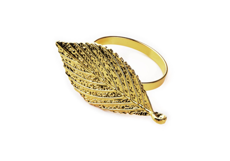 Porte-serviettes ADRIANNE - Modèle feuille dorée 4,5 x 7 x 4 cm - HTE3301 - Mondex