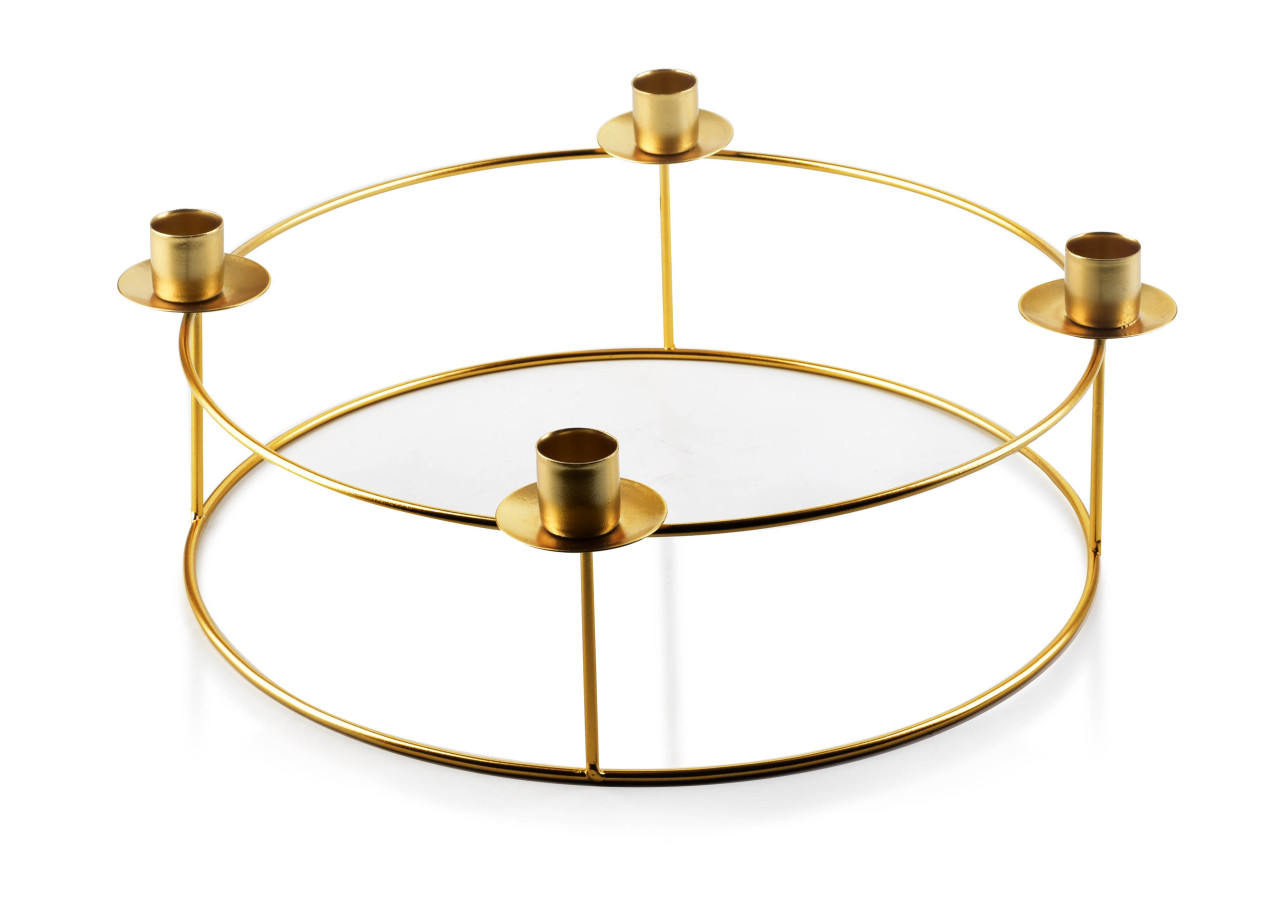 Bougeoir CEDRIC GOLD - 30cm de diamètre, 11,5cm de hauteur - HTOP3424-PROM - Mondex