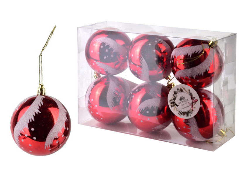 Décorations de Noël SANTA LILA - 6 boules en plastique 7x7x8cm - HIWJ1909-SW - Mondex