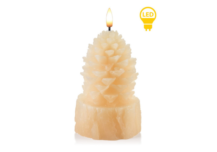 Bougie LED NIKOLAO - Design en forme de pomme de pin 9x15,5cm - HTYT4825-SW - Mondex