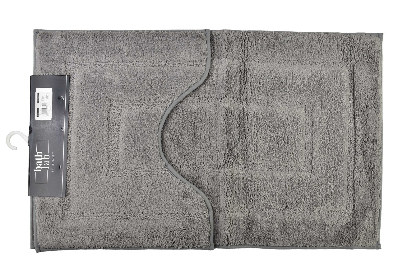 Tapis de Bain ZAC - Ensemble de 2 tapis 50x40cm et 50x80cm en gris - HTUA0177 - Bathlab By Mondex