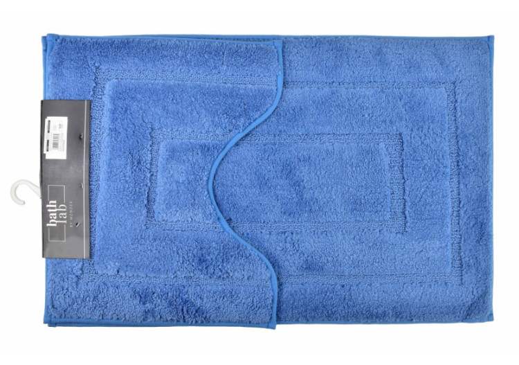 Tapis de Bain ZAC - Ensemble de 2 tapis 50x40cm et 50x80cm en bleu - HTUA0184 - Bathlab By Mondex
