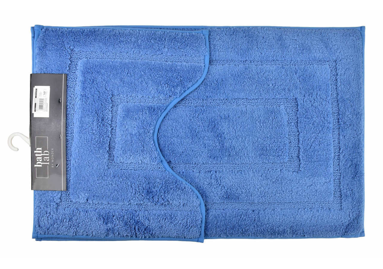 Tapis de Bain ZAC - Ensemble de 2 tapis 50x40cm et 50x80cm en bleu - HTUA0184 - Bathlab By Mondex