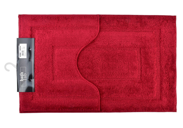 Tapis de Bain ZAC - Ensemble de 2 tapis 50x40cm et 50x80cm en rouge - HTUA0191 - Bathlab By Mondex