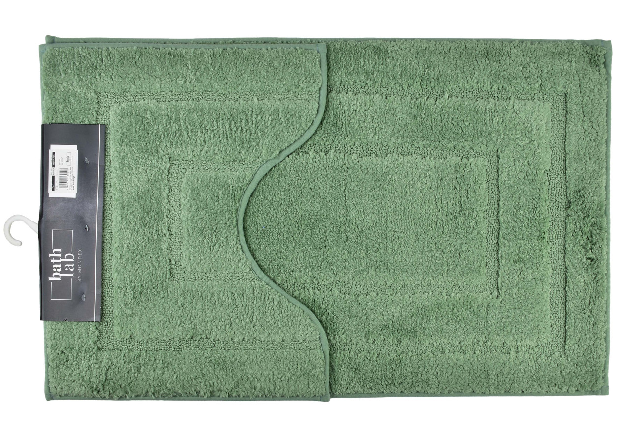 Tapis de Bain ZAC - Ensemble de 2 tapis 50x40cm et 50x80cm en vert clair - HTUA0207 - Bathlab By Mondex