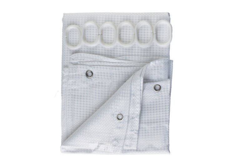 Rideau de Douche ZAC WHITE - 180x180cm avec 12 oeillets - HTUA0733 - Bathlab By Mondex