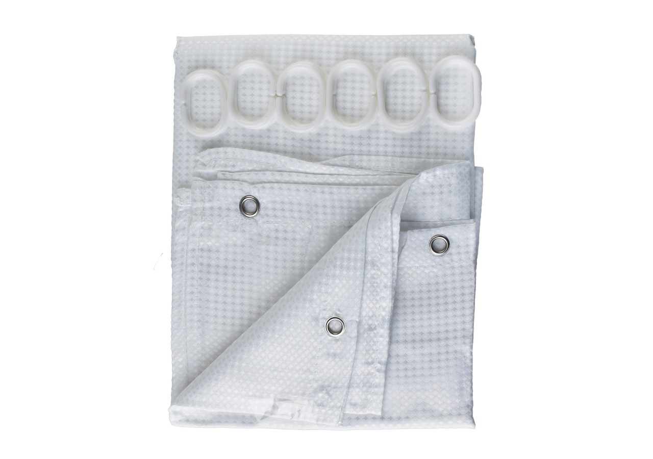 Rideau de Douche ZAC WHITE - 180x180cm avec 12 oeillets - HTUA0733 - Bathlab By Mondex