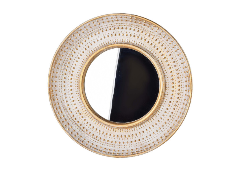 Miroir décoratif DAZ - 34,5 x 34,5 x 3 cm avec motifs dorés et miroir de 18 cm - HTYK7178 - Mondex