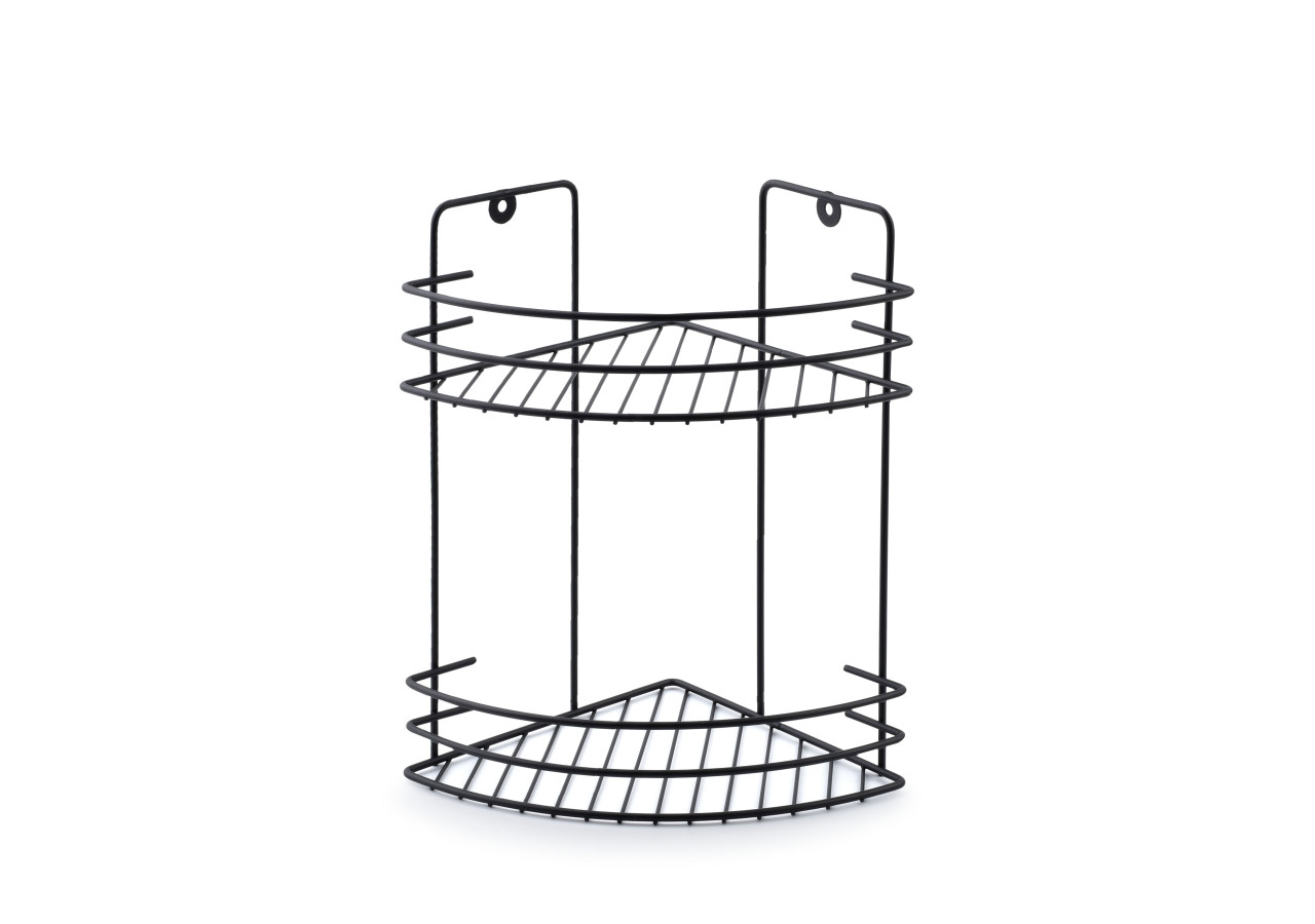 Étagère de salle de bain CARL BLACK - 2 niveaux, 30 x 19 x 19 cm - HTWM2550 - Bathlab By Mondex
