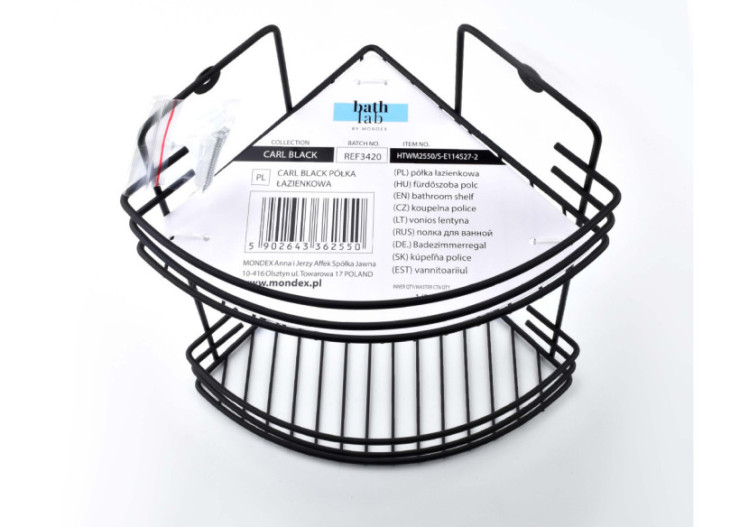 Étagère de salle de bain CARL BLACK - 2 niveaux, 30 x 19 x 19 cm - HTWM2550 - Bathlab By Mondex 2