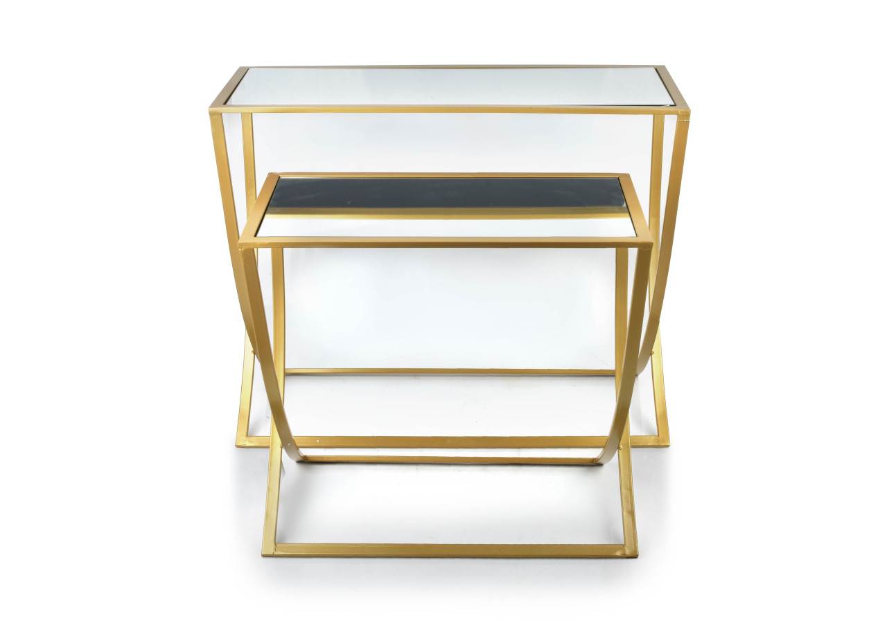 Console CEDRIC GOLD - Ensemble de 2 Tables Chic en Métal et Miroir - HTOP7075 - Mondex