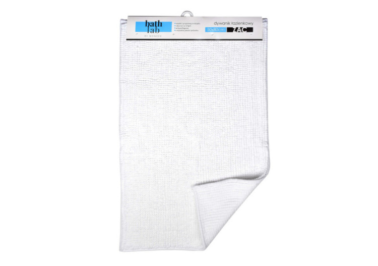 Tapis de bain ZAC WHITE - 50x80cm, doux et chic - HTWM5049-PROM - Bathlab By Mondex