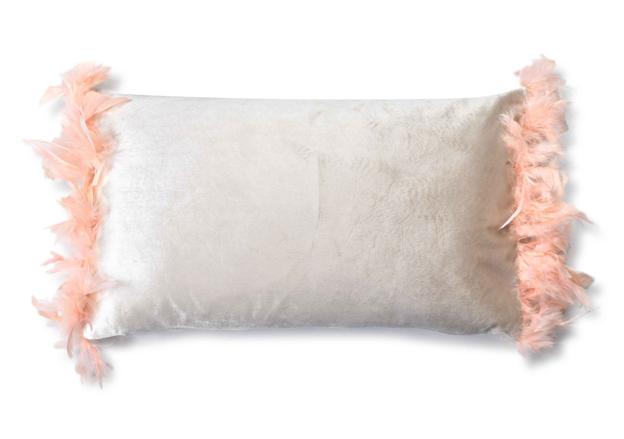 Poduszka LORETA BEIGE - 50x30cm, velours - HTYG2772-PROM - Mondex