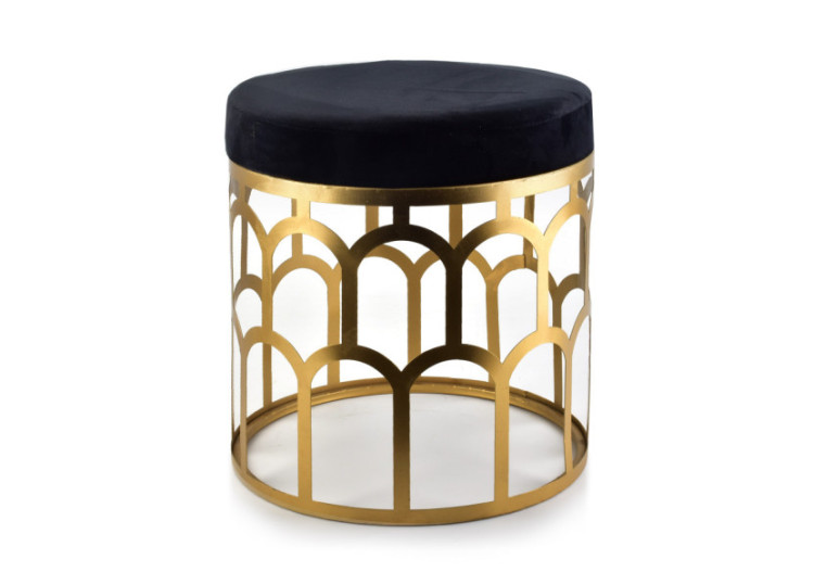 Pouf MARGIE - Noir 36cm x 38cm avec support doré - HTYG7929 - Mondex