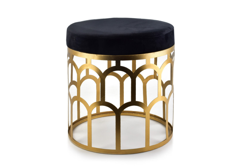 Pouf MARGIE - Noir 36cm x 38cm avec support doré - HTYG7929 - Mondex