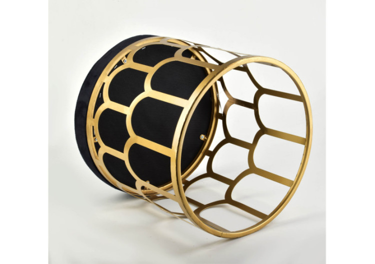 Pouf MARGIE - Noir 36cm x 38cm avec support doré - HTYG7929 - Mondex 2