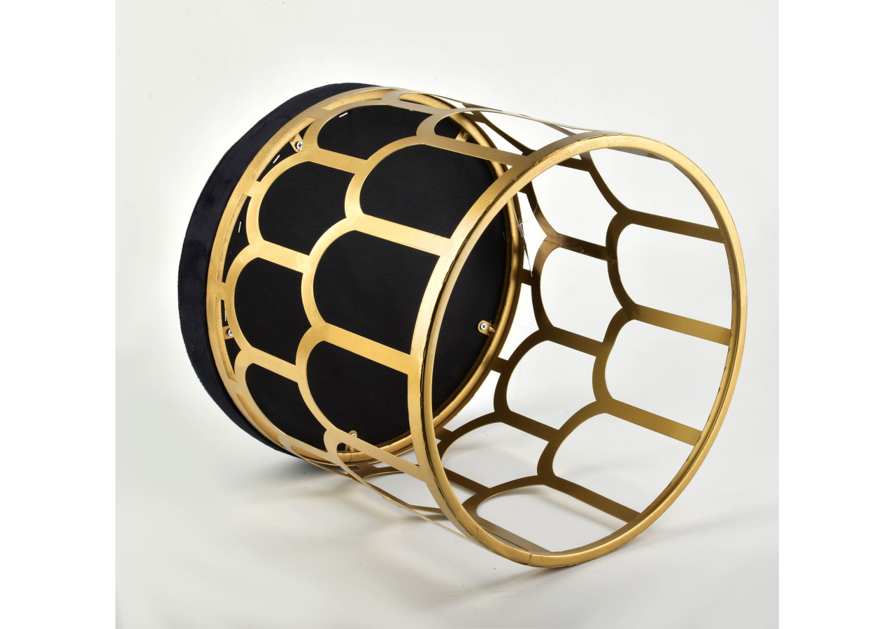 Pouf MARGIE - Noir 36cm x 38cm avec support doré - HTYG7929 - Mondex