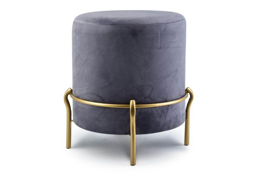 Pouf LILY - Gris foncé 42cm x 46cm avec support doré - HTYG7998 - Mondex